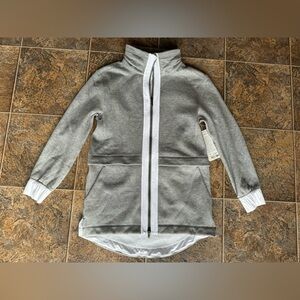 Lululemon Light as Warmth Primaloft Fleece Vented Zip Down Jacket- Gray, Size 8